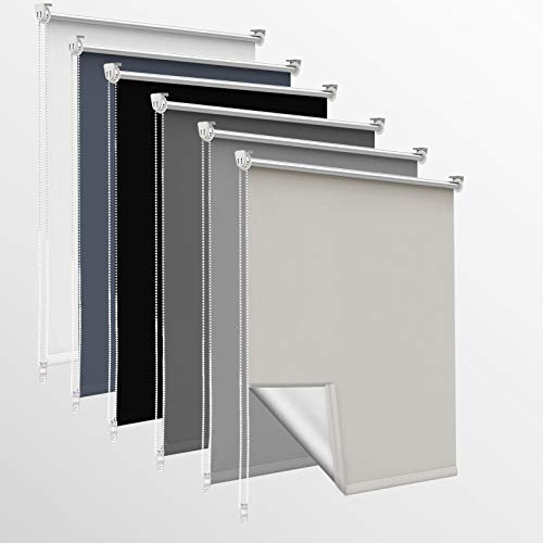OUBO Verdunklungsrollo ohne Bohren & mit Bohren, (Creme, B85cm x H130cm), Klemmfix Rollos für Fenster & Tür, Verdunkelungsrollo Fensterrollos Klemmrollos Sonnenschutz