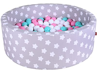 Knorrtoys 68159 - Bällebad Soft - Grey White Stars - 300 Balls Rose/Creme/lightblue