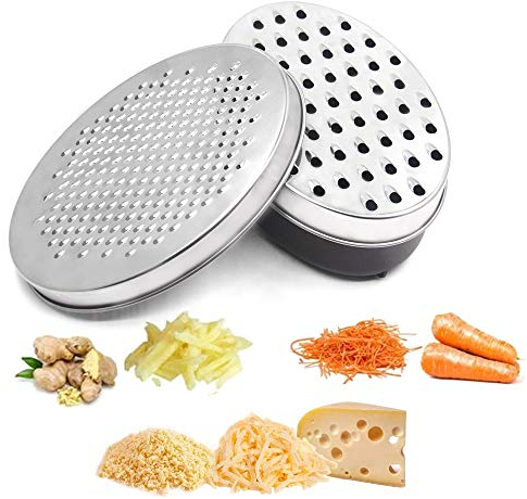 Râpe à Fromage,Râpe à légumes Broyeur pour Fromage et Légumes Hachoir de Légumes aux Fruits,avec Récipient de Stockage des Aliments et Couvercle