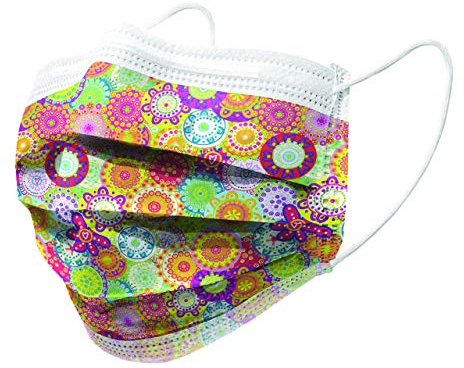 GIMA GISAFE Mascherine Chirurgiche Adulti Filtranti 98% 3 Veli Certificate Tipo IIR Con Elastici e Nasello Modellabile, Busta da 10 Pezzi Traspiranti Leggere, Multicolore (Fantasia Colours)