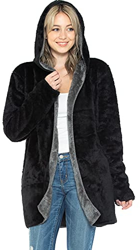 Safus Wearable Blanket Hoodie in Thick Fleece Jacket with Pocket - Black - Small/Medium Size - for Women and Men, Warm and Cozy