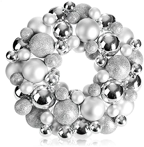 com-four® Türkranz Weihnachten - Adventskranz mit verschiedenen Christbaumkugeln in schönen Farben Ø ca. 32 cm - toll glänzende Weihnachtsdeko - Tischkranz