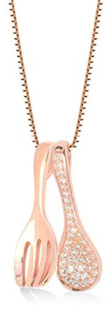 Gualiy Necklaces for Women Elegant, Silver Necklace Vintage, Sterling Silver Spoon Shaped Pendant Necklaces for Women Girl Valentine's Day Gift Rose Gold