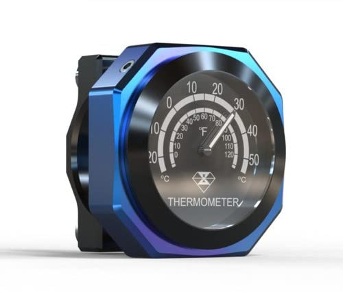 Riloer Motorrad-Lenkerthermometer, wasserdichte Temperaturanzeige aus leuchtender Legierung, Kompatibel mit Yamaha, Kawasaki, Suzuki, Honda, Dunkelblau