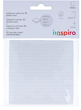 INNSPIRO Adhesivo espuma 3D cuadrados blanco 400u, 5x5mm 2mm grosor