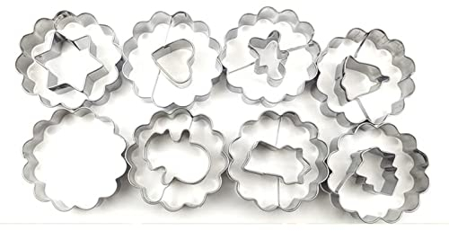 MYSUNBAR Linzer Ausstechformen Weihnachten, 8 STK Mini Linzer Ausstecher Plätzchenformen Weihnachten Ausstecher Plätzchen Kekse Fondant Ausstechformen Plätzchenausstecher Keksausstecher