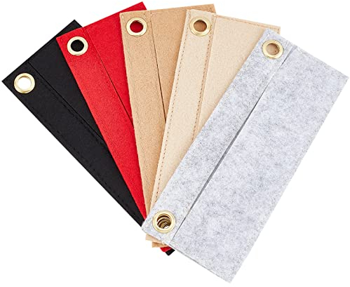 WADORN 5 Farben Taschen Veranstalter Filzeinsatz, Mehrzweck Handtaschen Filzeinsatz Veranstalter, Tragetasche Organizer mit Öse, Innentasche Aufbewahrung für Reisetasche Kosmetiktasche, 17 x 7 cm