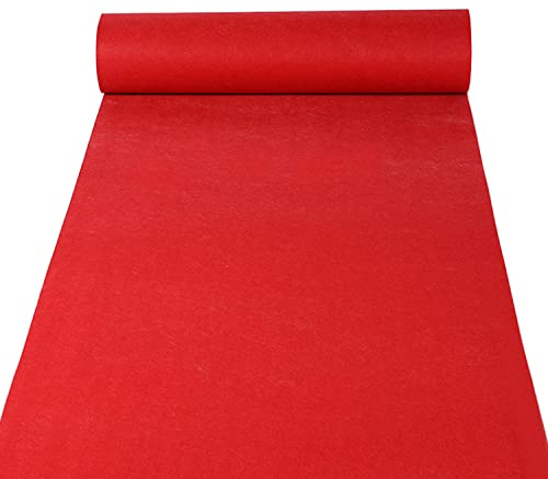lesolar Rot Event-Teppich Läufer 10 x 1 m, 5.5 mm Hochzeitsläufer, Hochzeit Gang Läufer, Hochzeitsteppich, Empfangsteppich, Eventteppich, Teppichboden für Messe und Event