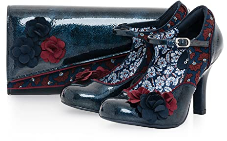 Ruby Shoo Quinn Mary Jane Scarpe con tacco alto e borsa Perth abbinata, Midnight, 39 EU