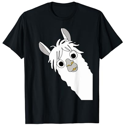 Lama Alpaka, Alpaca Geschenke, lustige Sprüche Witziges Alpaka Comic Lama in weiß mit großen Augen T-Shirt, Unisex-Erwachsene, Schwarz, S