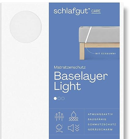 Schlafgut Light Molton Matratzenschoner 90x200 aus 100% atmungsaktiver Baumwolle, Matratzenauflage mit Eckgummis