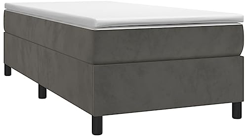 vidaXL Bettgestell, Polsterbett Bett für Schlafzimmer, Bettrahmen mit Lattenrost Stützbeinen, Schlafzimmerbett Einzelbett, Dunkelgrau 80x200cm Samt