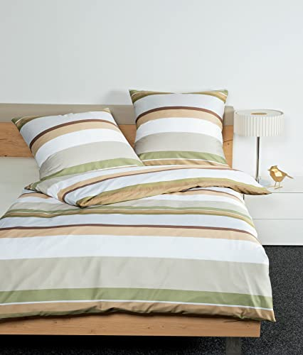 Janine Bettwäsche Mako-Satin J. D. 155x220 + 80x80 cm Khaki dunkeloliv braun