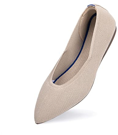 Frank Mully Frauen Spitze Zehe Ballett Flach Strickkleid Schuhe Low Wedge Komfort Slip On Flats für Frau Klassische, Braun, 38 EU
