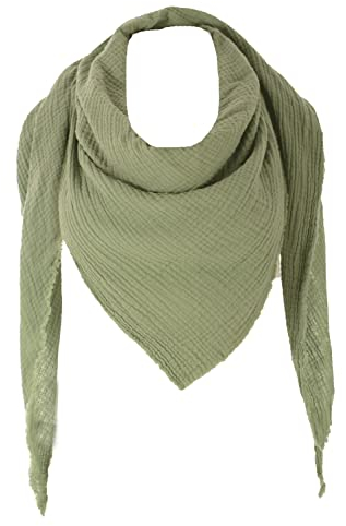 stylx XXL Tuch 23 Farben Farbwahl Halstuch Musselintuch Musselin Damen Damenhalstuch Dreieckstuch Schal Herren Männer Frauen Herrenhalstuch Dreieckig leicht (einlagig) (militärgrün)