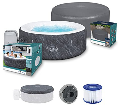 Bestway LAY-Z-SPA WLAN-Whirlpool Boracay AirJet Ø 180 x 66 cm, rund + Xtras EnerySense Thermo-Komplettabdeckung Ø 180 x 66 cm, rund