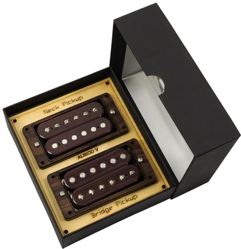 Ogdni High Output Guitar Humbucker Pickup Set Double Coil Alnico 5 Pickup Electric Guitar Parts Replacement Neck and Bridge Set Rosewood with Larger Pole Pieces for Guitar 14.2K/17.1K, Black
