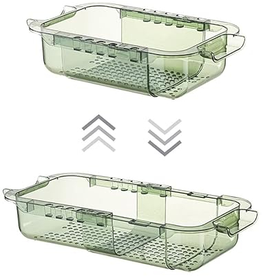 RMAN Colador para fregadero,Cesta colador sobre el fregadero, extensible 36-45 cm, lavar verduras y frutas, escurrir pasta cocida, utensilios de cocina - verde
