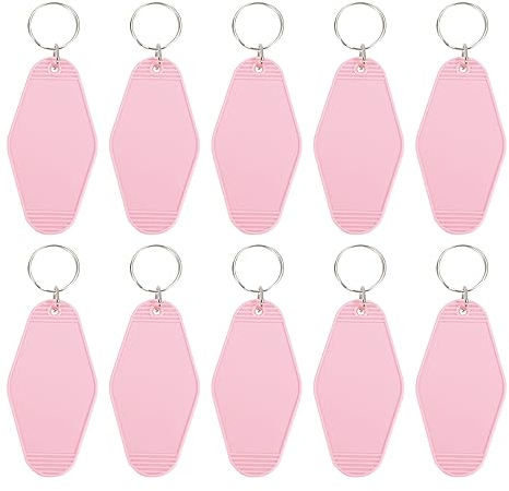 PATIKIL Ancien Motel Porte-clés, 10 Paquet Vide Hôtel Porte-clés Rhombus Rétro Clé Étiquette pour DIY Artisanat Ornement Sac Dos Bagagerie Balises Etiquettes, éclairage Rose