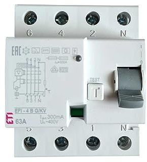 as - Schwabe Fehlerstromschutzschalter - FI-Schutzschalter - 4-polig/63 A/300 mA/Typ B - allstromsensitiv - Stoßstromfestigkeit >5.000A - max. Vorsicherung 100A - 4TE - Weiß - IP20, 62504
