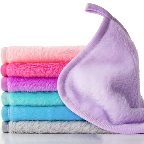 Sukh - 8 Pieces Microfiber Makeup Cloths for Facial Cleansing, 6 x 6 Inches Reusable for All Skin Types, Soft Facial Cleansing Cloths for Women