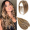 GULALUUK Hair Toppers for Thinning Crown and Slight Loss - Women's Clip-in Topper No Bangs, Medium Brown With Warm Highlights (10inch, P4/27)