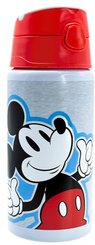 Mickey Cantimplora Aluminio 600 ml Pop Up Disney Clasics con Cuerda Extensible Libre de BPA Producto Oficial Para Niños