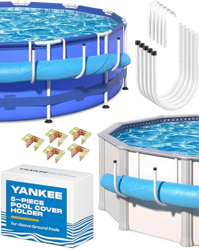 Yankee Pool Cover Holder | Universal Above Ground Pool Solar Cover Holder for Metal and Pole Frames | Strong Rotatable Pool Cover Hooks | Weatherproof Storage for Pool Covers | (12.2 x 27.8 Inches)