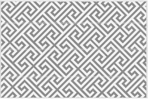 Outsunny Outdoor Rug Reversible Mat Plastic Straw Rug Portable RV Camping Mat for Garden Deck Picnic Indoor, 152 x 243 cm (5 x 8 ft), Light Grey & White