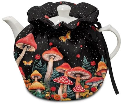 Poceacles Mushroom Print Tea Pot Cozies, Teapot Dust Cover Tea Cosy, Kitchen Home Decorative Tea Pots Cozy for Housewife, Friend, Mom