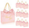 50 Pièces Thank You Sac Cadeau Sachet Créative en Papier avec Poignées, SHAIDOJIO Rose Thank You Petit Pochette Cadeau pour Bonbons, Noeud Rose Thank You Sacs Cadeaux pour Anniversaire Mariage Baptême