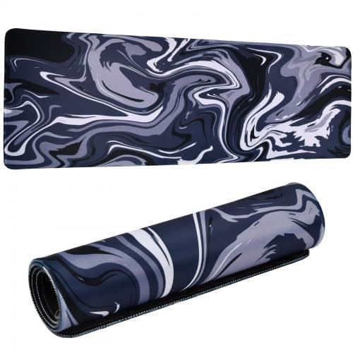 Grand Tapis de Souris Gamer 800x300mm, Tapis de Souris Topographique, sous-Main pour Clavier et Souris, sous-Main de Bureau avec Bords Surpiqués Et Dos Antidérapant (A)