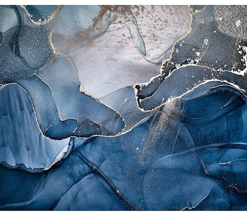 murando Fototapete selbstklebend Steinwand 343x256cm Foto Tapete Tapetenfolie Möbelfolie Wandverkleidung Motivtapeten Bildtapete 3d Effekt Marmor Marmoroptik Abstract Blautönen a-B-10097-a-a