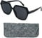 Stilvolle Sonnenbrille Sechseckig Damen mit Sehstärke, Leichten Kunststoff Brillengestell mit (Schwarz) und großen Gläsern, Gratis Etui, Moderne Lesesonnenbrille +2.0 Dioptrien