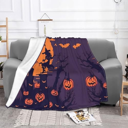 CHANGLEI Halloween-Hexe, superweiche Flanell-Fleecedecke, personalisierter Druck, flauschig, warm, vielseitig, Überwurfdecke für Sofa/Couch/Bett