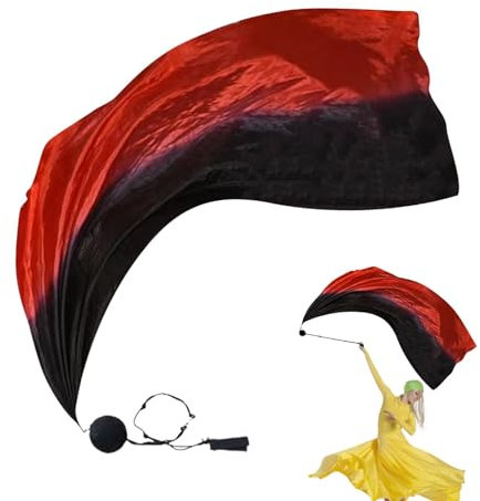 Generisch Schleier-Poi, Seiden-Poi - Tanzfahnen mit Swingbällen | Wunderschöne Anbetungsflaggen mit Farbverlauf für Tanz-, Kirchen-, Bühnen- und Stammestanzaufführungen