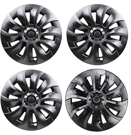 Kompatibel for Tesla Model 3 4 Stück 19 Zoll Radkappen Radschutz Modell 3 2020–2022 Nabenabdeckungsring Fahrzeug Auto Außenreifen Dekoration(Color:Gun-Like Grey)