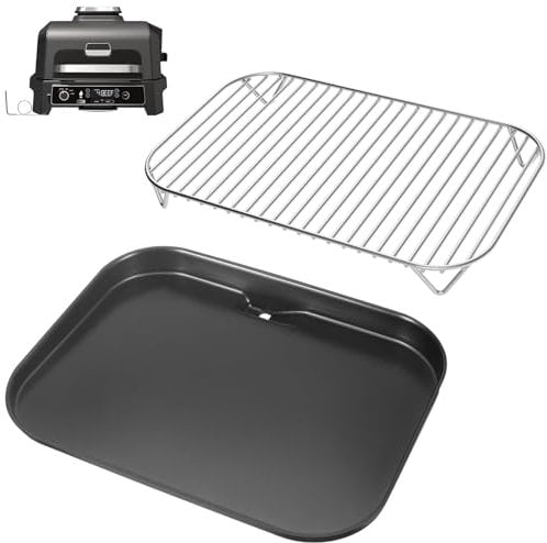 WELL GRILL Flat Grill Plate and Grill Grate for Ninja Woodfire OG701EU Series, Plancha Grill Plate & Stainless Steel Grill Grate Accessories for Ninja Wood Fire Electric Grill, XSKGRDPLTEU, CB350EU