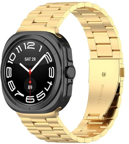 GIOPUEY Cinturini Compatibile con Samsung Galaxy Watch Ultra 47mm, Acciaio Inossidabile Cinturino [Resistente all'Usura] - Gold