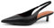 Womens Court Shoes Slingback Low Kitten Heels Fashion Sandals Ladies Pointed Toe Evening Party Classic Work Dress Party Wedding Graduation Occasion Heeled Closed Toe Pumps Wide Fit Black Faux Leather