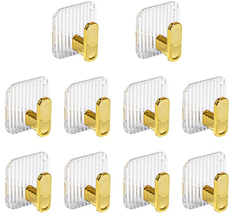 Neikafan 10 Stück Haken Selbstklebend Handtuchhaken Gold Acryl Ohne Bohren Wandhaken Klebehaken Selbstklebende Haken für Badezimmer und Küche