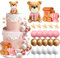 Roaring Good Time Rosa Teddybär Tortendeko für Taufe, Mädchen 1 Jahr, Babyshower, Hochzeit, Geburtstag Party - Kuchen Dekoration