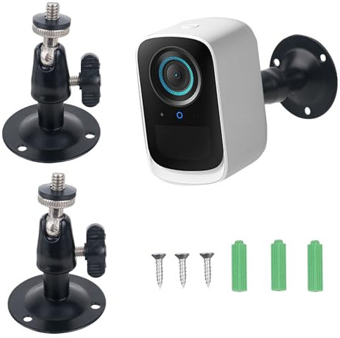 2Pcs Ring Camera Mount, for Pro, Stick Up Cam, Eufy Cam, Arlo Cameras, 360 Degree Adjustable Screwless for Cameras with Standard 1/4 Thread Holes, Black