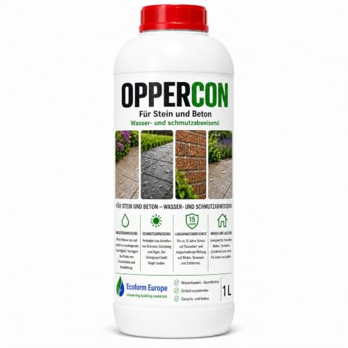 Ecoform Oppercon Steinimprägnierung Außen & Innen - Wasserabweisend für Beton und Stein - Langfristiger Schutz - Steinversiegelung (transparant, 1L)