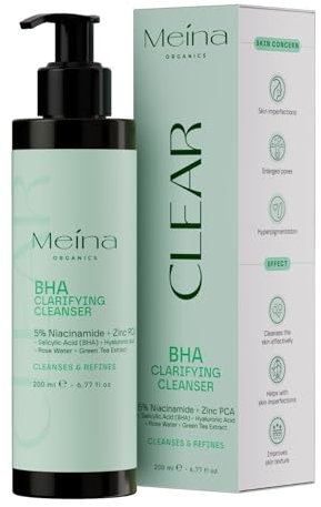 Meina Anti Pickel Gesichtsreinigung, BHA Cleanser, Salicylsäure Waschgel, Reinigungsgel gegen Mitesser, Make Up Entferner, Gesichtsreiniger mit Niacinamide, Salicylic Acid Face Wash Gel, 200ml