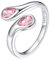 Bestyle Ringe Frauen Silber 925 Offen Verstellbare Ring Rosa Stein Einfacher Ring Teardrop Chunky Rings Silver Frauen Stressring mit Rosa Zirkonia