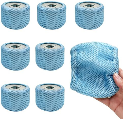 Rhsemi 8 Stück Schutznetze kompatibel mit Whirlpools Filter, Pool Bubble Spa Zubehör, 90 Pleats Sieb Ersatzfilter（blau）