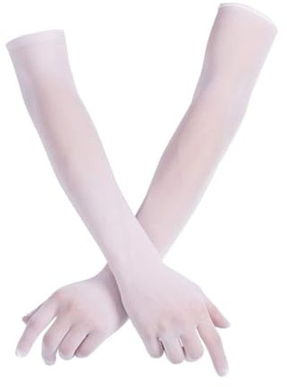 HQRKOTM 1 Paar Lange handschuhe Tüll für Damen Nahtlose Handschuhe Opern Armstulpen Elastische,Weiße handschuhe damen, Für Damen Hochzeit Party im Freien Oper Kostüm 1920er Jahre Tanzhandschuhe