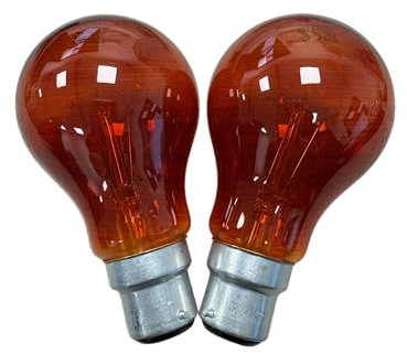 Unibulb Fireglow Red Light Bulbs, 40W, GLS BC B22 Bayonet, 1000K Candlelight, Dimmable, Pack of 2