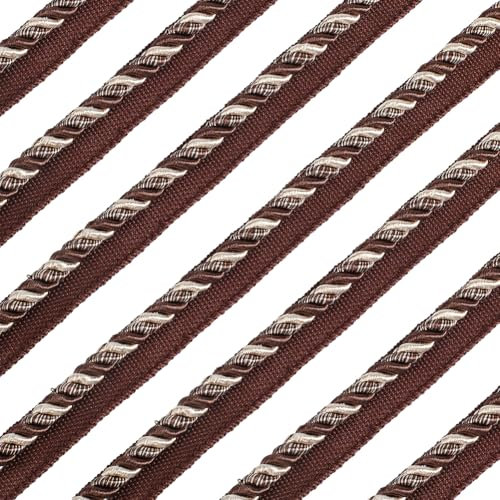 GORGECRAFT 12.5M Corda Intrecciata Intrecciata 16mm di Larghezza in Poliestere Intrecciato Tappezzeria Base Rifinitura Tessuto Decorativo Nastro per Cucito Artigianato Costume Fai da Te Cocco Marrone
